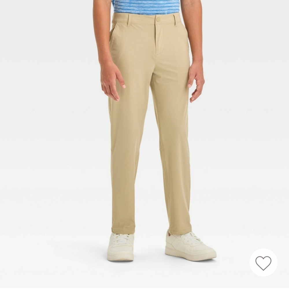 New! All In Motion Boy's Golf Light Khaki Adjustable Waist Pants Sz 12